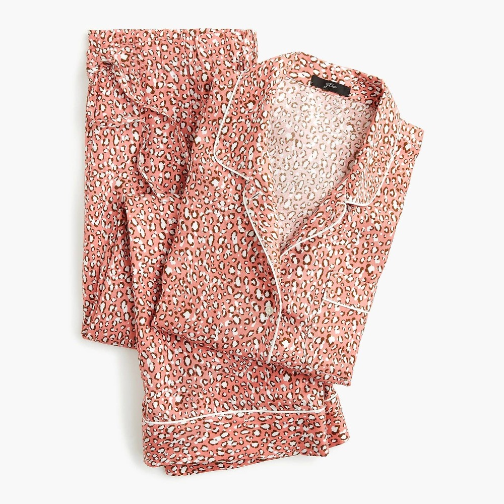 J. Crew Pink Cheetah Print Pajama Set M